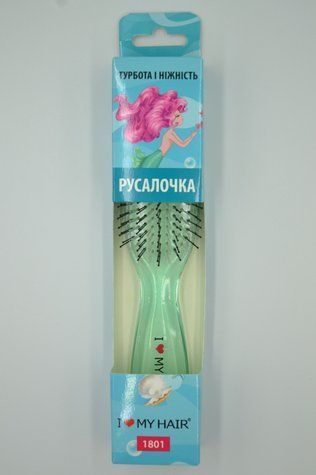 Щетка для волос РУСАЛОЧКА МИНИ 9 рядов прозрачно-зеленая M 1801 GREEN - фото Prof-star