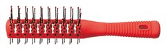 Расческа туннельная двухсторонняя с шариками и рифлёной ручкой каучук красная COMAIR, 3020642/721003