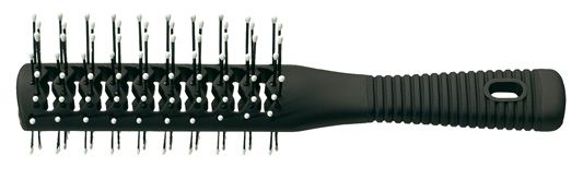 Расческа туннельная двухсторонняя с шариками и рифлёной ручкой каучук чёрная COMAIR, 3020643/721000