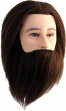 Голова-манекен тренувальна Gentleman 35 см. натуральне волосся коричневе з бородою