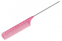 Расческа с металлическим хвостиком YS-102 Pink Tail Combs, YS-102 Pink