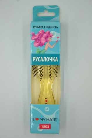 Щетка для волос РУСАЛОЧКА 8 рядов прозрачно-желтая S 1803 YELLOW - фото Prof-star