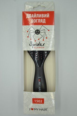 Щетка для волос SPIDER 12 рядов глянцевая черная 1502 BLACK - фото Prof-star