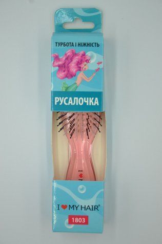Щетка для волос РУСАЛОЧКА 8 рядов прозрачно-розовая S 1803 PINC - фото Prof-star