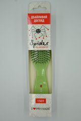 Щетка для волос SPIDER 9 рядов глянцевая зеленая M, 1501 GREEN