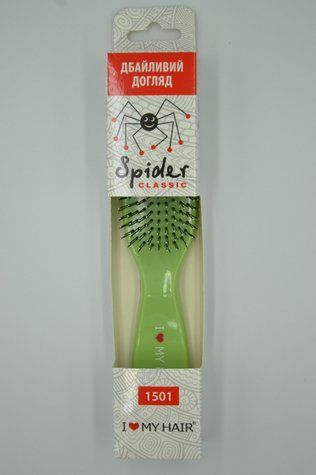 Щетка для волос SPIDER 9 рядов глянцевая зеленая M 1501 GREEN - фото Prof-star