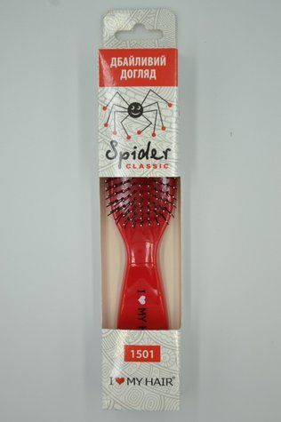 Щетка для волос SPIDER 9 рядов глянцевая красная M 1501 RED - фото Prof-star