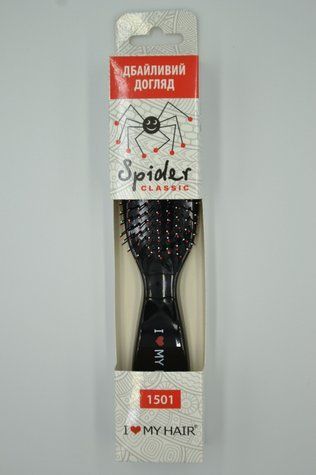 Щетка для волос SPIDER 9 рядов глянцевая черная M 1501 BLACK - фото Prof-star
