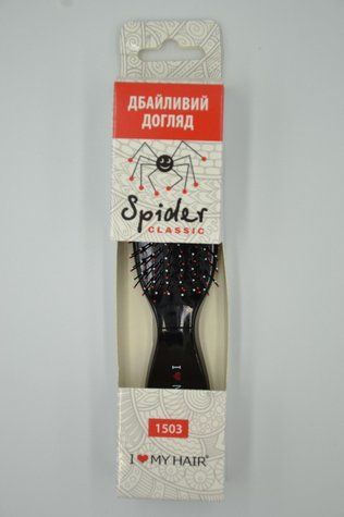 Щетка для волос SPIDER 9 рядов глянцевая черная S 1503 BLACK - фото Prof-star